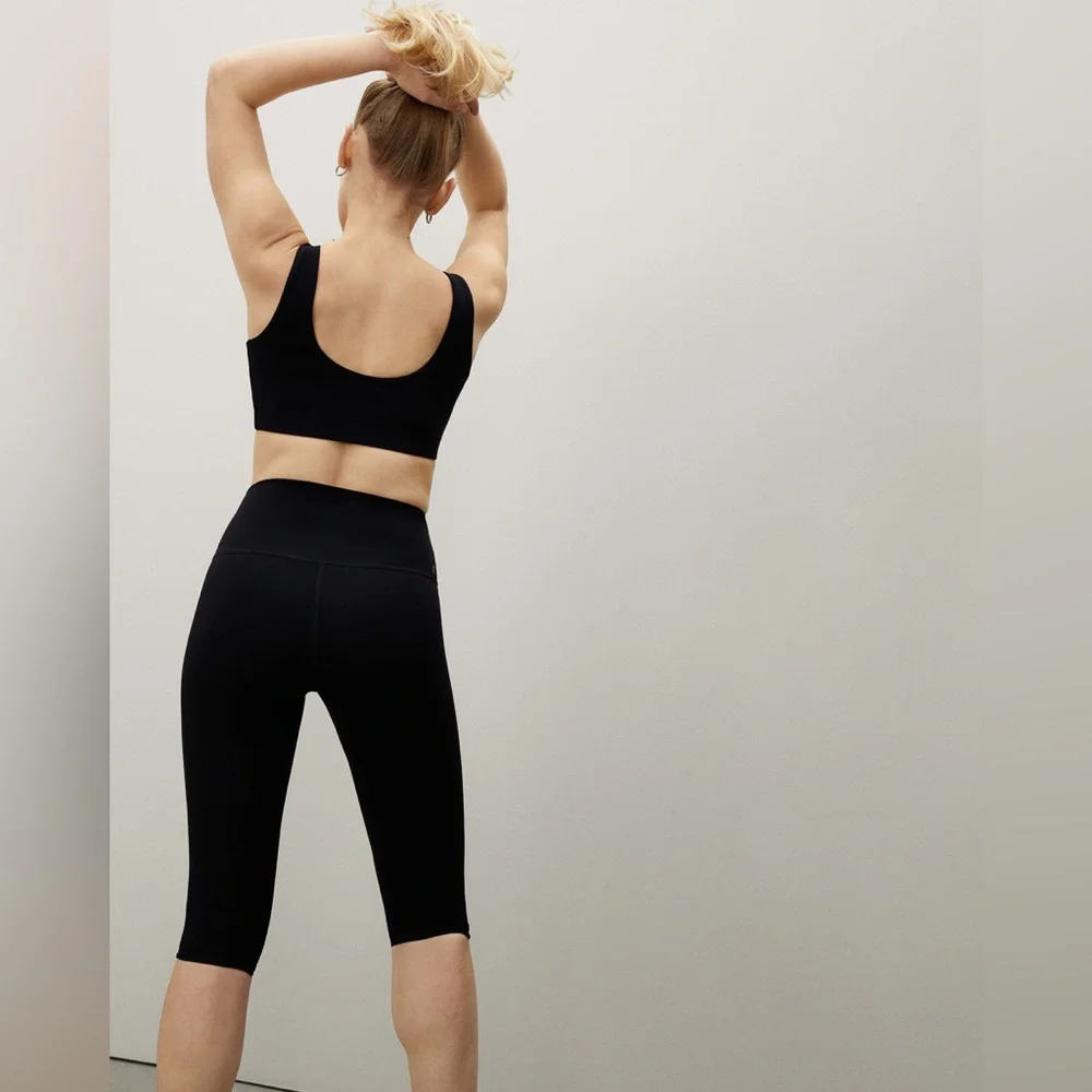 Everlane Womens Perform Cropped Leggings High Rise Capri High Waist L Black - Picture 3 of 6
